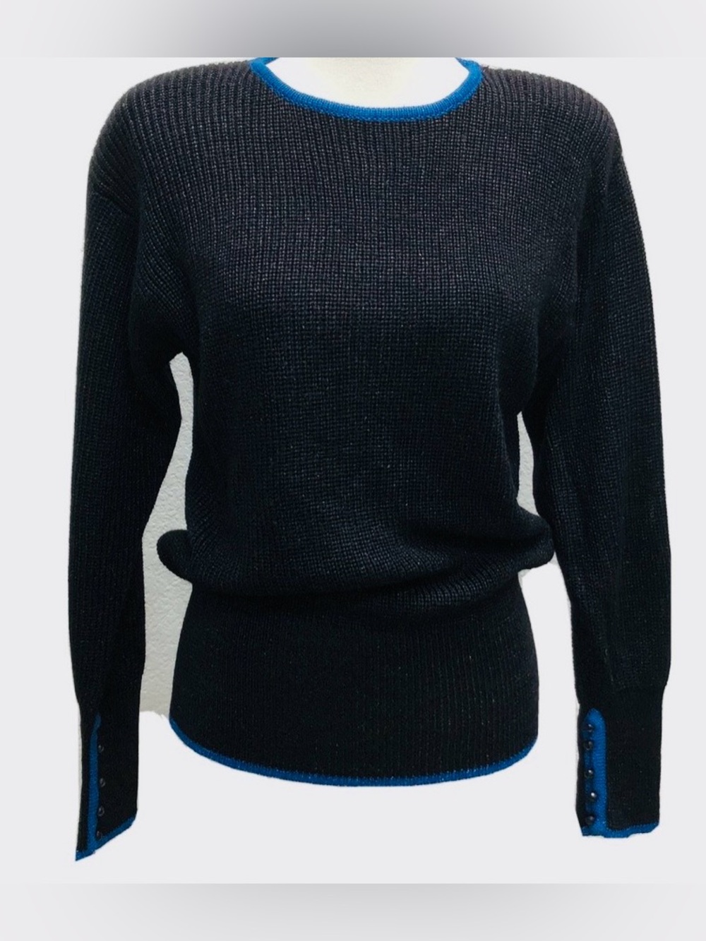 LIZ CLAIBORNE 🖤💙BLACK💙🖤 CREWNECK SPARKLE KNIT SWEATER SIZE LARGE 🌟NWT🌟